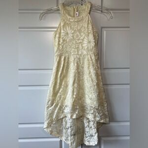 Gorlya‎ Girls Cream Lace High Low Party Dress Sleeveless Special Occasion Size 8
